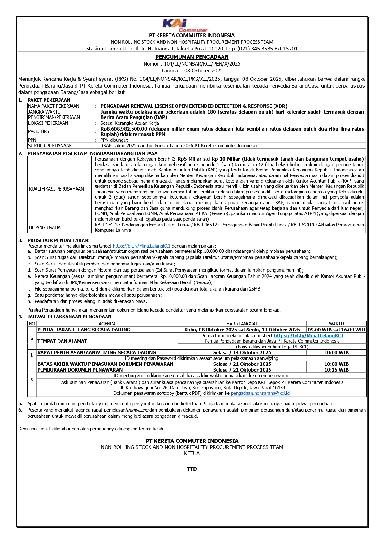 2 pengumuman 104 pengadaan renewal lisensi open extended detection response xdr page 0001